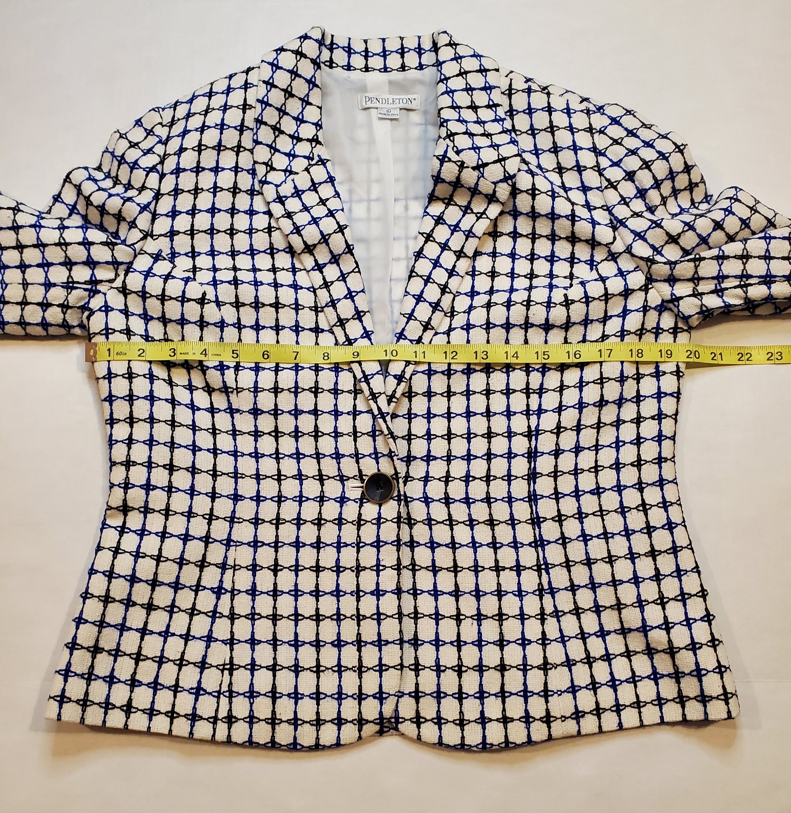 PENDLETON Silk Blend Blazer Jacket Blue Black & W… - image 5
