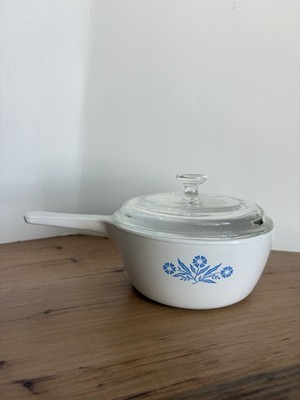 Vintage CorningWare Blue Cornflower Saucepan P-81-B P-82-B with Pyrex Lid READ