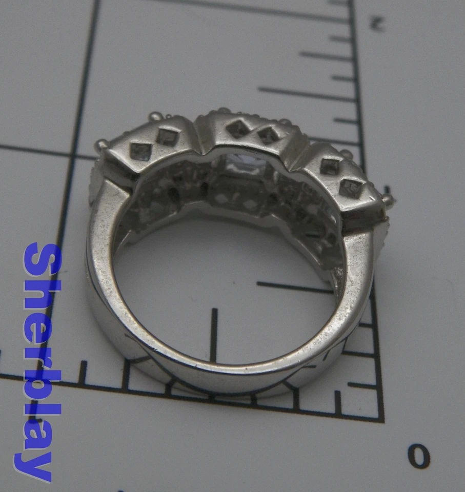 Impresionante anillo firmado por ESPO brillante circonita cúbica rodia esterlina 925 talla 7,5 Foto 4 de 4