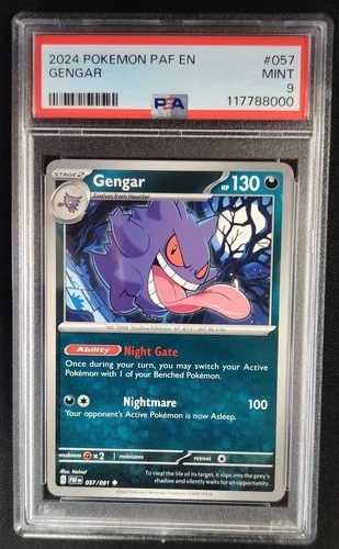 PSA 9 MINT Gengar 057/091 Scarlet & Violet PAF Paldean Fates Pokemon Graded Card