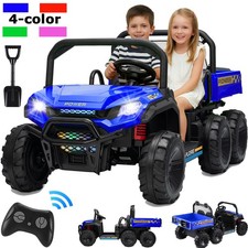 24V 2 Seater Ride on Dump Truck 4WD 6-Wheel Electric Car w/Remote Dump Bed Gift
