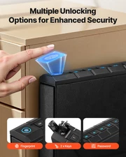 VEVOR Gun Safe - Slider Handgun Gun Safe with Fingerprint, Password, Key - 3-Way