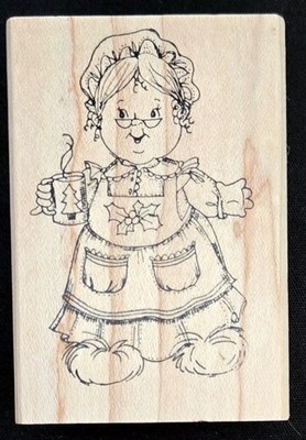 Art Impressions Rubber Stamp Mrs. Clause Drinking Hot Chocolate Christmas