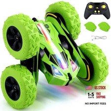 Remote Control Flip Stunt Car Double Sided Driving Crawler Toys Green-up