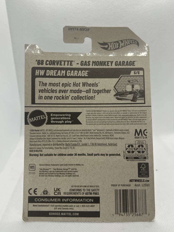 🚗💚 ’68 Corvette Gas Monkey Garage #6 🔥 Hot Wheels 2024 MINT 🏎️ - Image 2 of 4