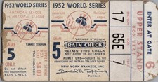 1952 World Series Game 5 Ticket Stub - Brooklyn Wins in 11