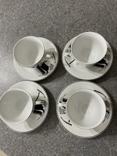 Bernardaud France Cera-e-noor Flash Black 4 Cups And Saucers (See Description)
