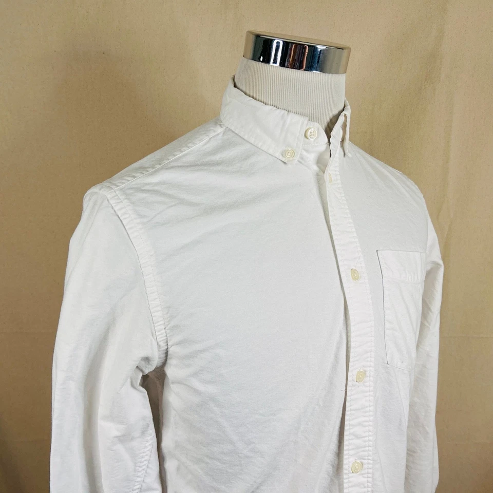 H&M Small Regular Fit Oxford Button Down Shirt White Long Sleeve Cotton Mens - Image 1 of 4