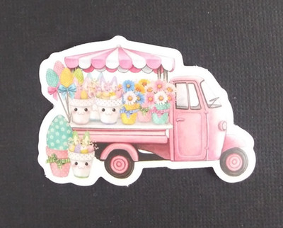 Truck Selling Easter Flowers Easter Sticker 1.5'' x 2.18'' (U)