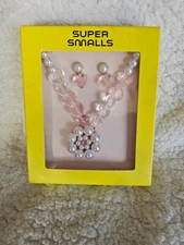 BNIB New Girls Super Smalls Gems Neckless & Earrings Set In Box Hearts Pink
