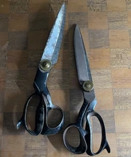 ANTIQUE J. WISS & SONS SCISSORS SHEARS, TAILOR SEAMSTRESS SEWING LOT OF 2