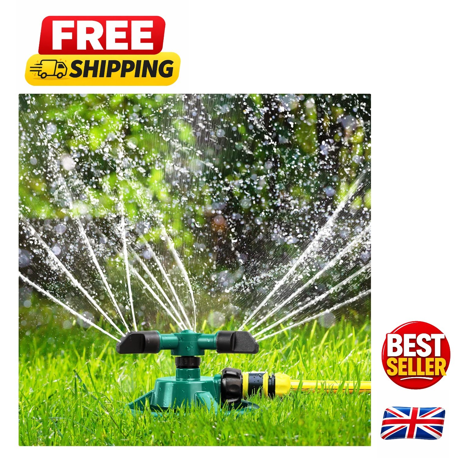 3 Arms 360-Degree Automatic Garden Sprinkler - Effortless Lawn Watering Solution
