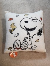 Peanuts Snoopy Woodstock Fall Leaves Square 18 Sherpa Pillow NEW