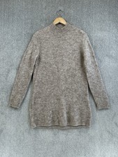 Sezane Dress Womens Size L Brown Kid Mohair Wool Knit Jumper Long Sleeve
