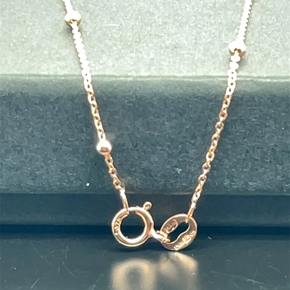 Nuevo collar de cadena de cuentas planas de oro rosa de 9 quilates de 2 mm para mujer 16" 18" 20" 22" 24" Foto 4 de 4