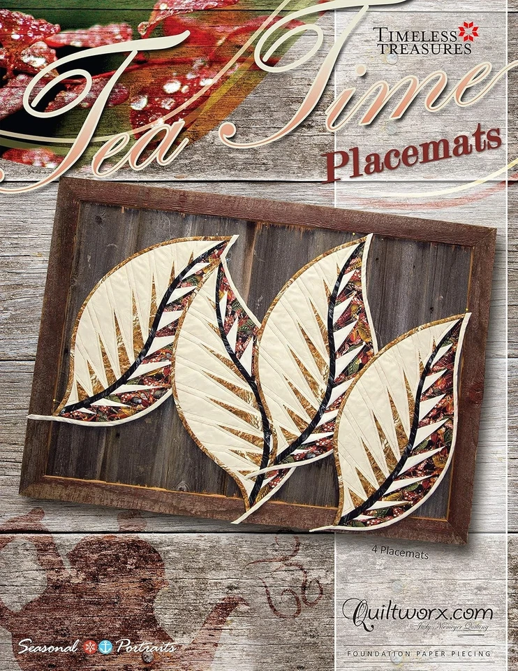 Charming Leaf Design Tea Time Patterns by Judy Niemeyer - Large Size 22" x 11" - Image 2 of 3