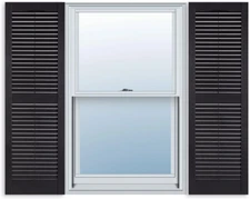 15 Inch X 67 Inch Standard Louver Exterior Vinyl Shutter, Black (Pair)