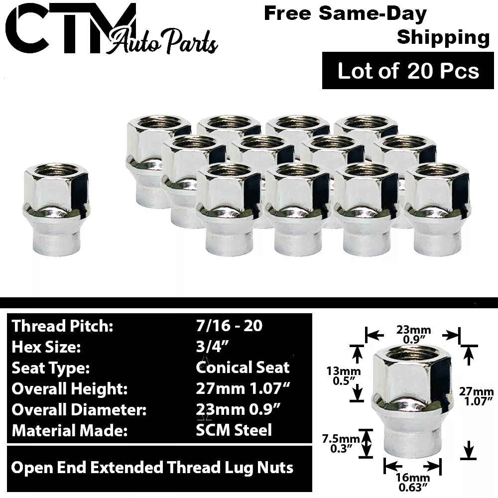 Extended thread 2024 lug nuts