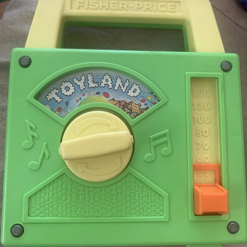 Vintage 1983 Fisher Price Toyland Wind Up Music Box Toy Radio WORKS Green Yellow eBay