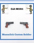 2 x COLT PISTOLS M1911 WEAPON Playmobil WW2 US ARMY WWII