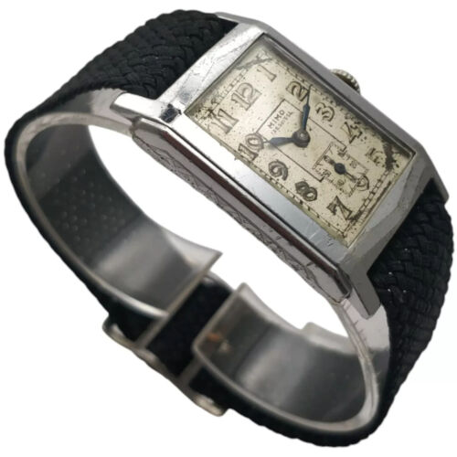 Mimo 25mm x 32mm 1940s Cal mécanique FHF 31 LEBROCANTHEURE MONTRE VINTAGE WATCH - Photo 3 sur 5