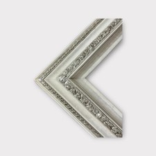 11 x 14 In stock-Classic compo ornate wood frame, Marble White with Silver leaf.