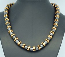 Haematit Magnetschmuck Halskette Collier Zylinderrollen Ø 7,5 mm 45 cm lg. gold