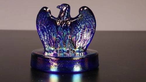 Vintage FENTON Cobalt Carnival Glass Eagle Paperweight American Bicentennial