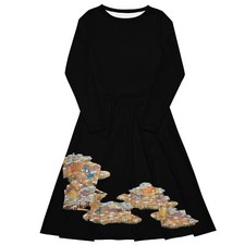 All-over print long sleeve midi dress