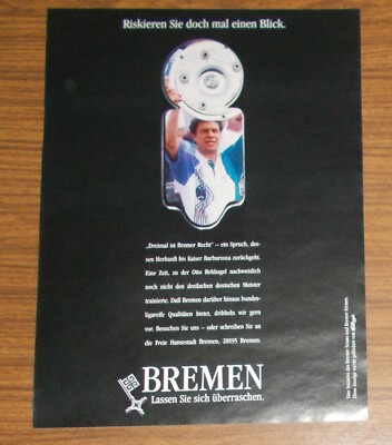 Seltene Werbung FREIE HANSESTADT BREMEN Otto Rehhagel Meister Werder Bremen 1994