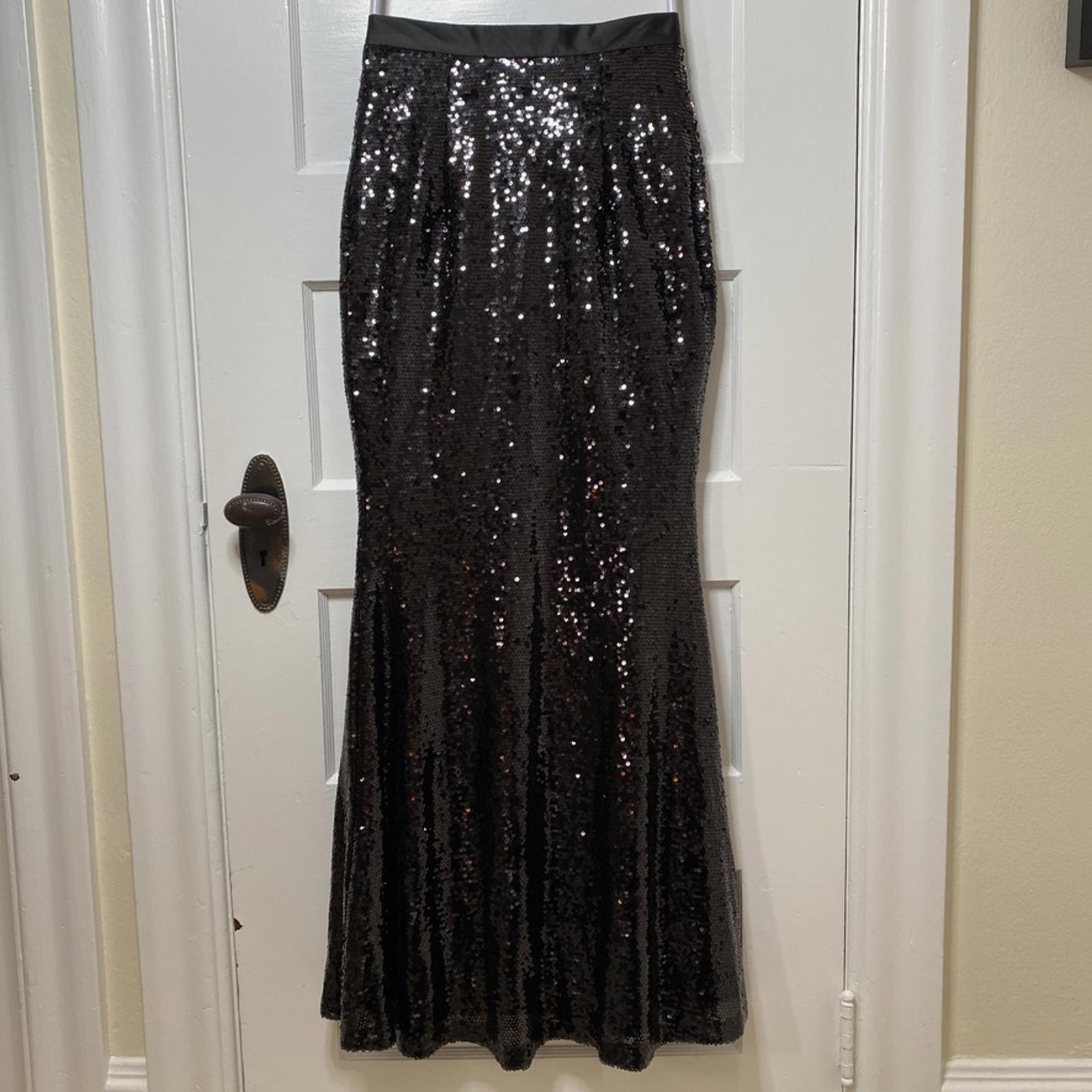 Fashion Nova Black Mermaid Sequin Maxi Skirt Womens Small Vintage Whimsigoth