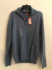 Mens Izod Size Small, New With Tags Blue Knit 1/4 Zip Sweater Ret 70 5hmbx-4-3 