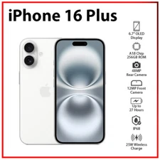 Apple iPhone 16 Plus 5G 8GB+256GB WHITE Dual SIM Unlocked iOS Cell Phone