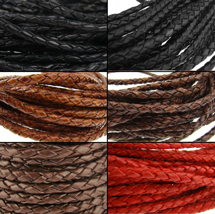 Cordino Rotondo Di Cuoio Intrecciato, Con Spessore Di 4 Mm. Cordino Di Pelle Intrecciato, Colore Antico Marrone Scuro – Lunghezza: A Scelta, Pelle, Antik Dunkelbraun, 3 Metri - Foto 9