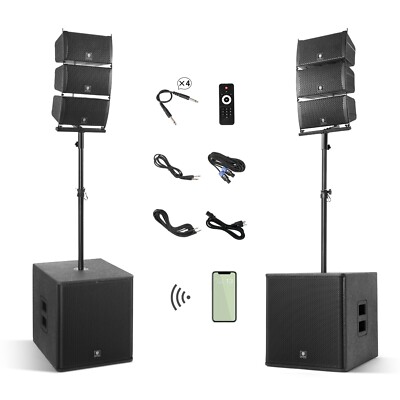 PRORECK Club 8000 DJ Powered Speaker System 8000W P.M.P.O Stereo PA 18-inch Sub