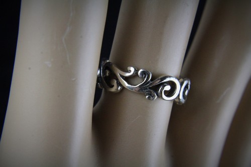 .925 Sterling Silver Ring Boho Hippie Fancy Wave Weave Swirl Ring - Picture 8 of 10