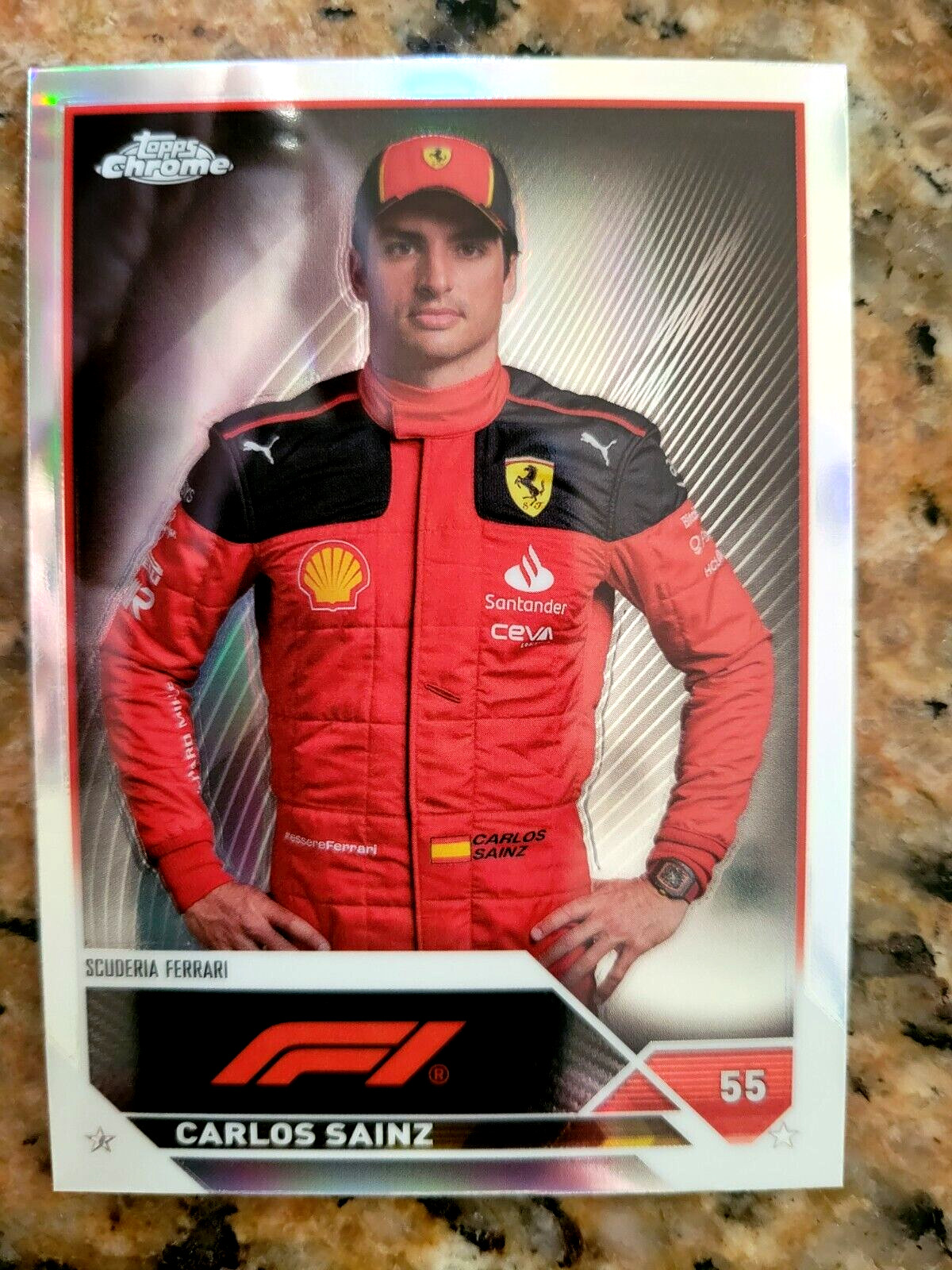 2023 Topps Chrome Formula F1 Carlos Sainz SILVER Refractor #17 Scuderia Ferrari