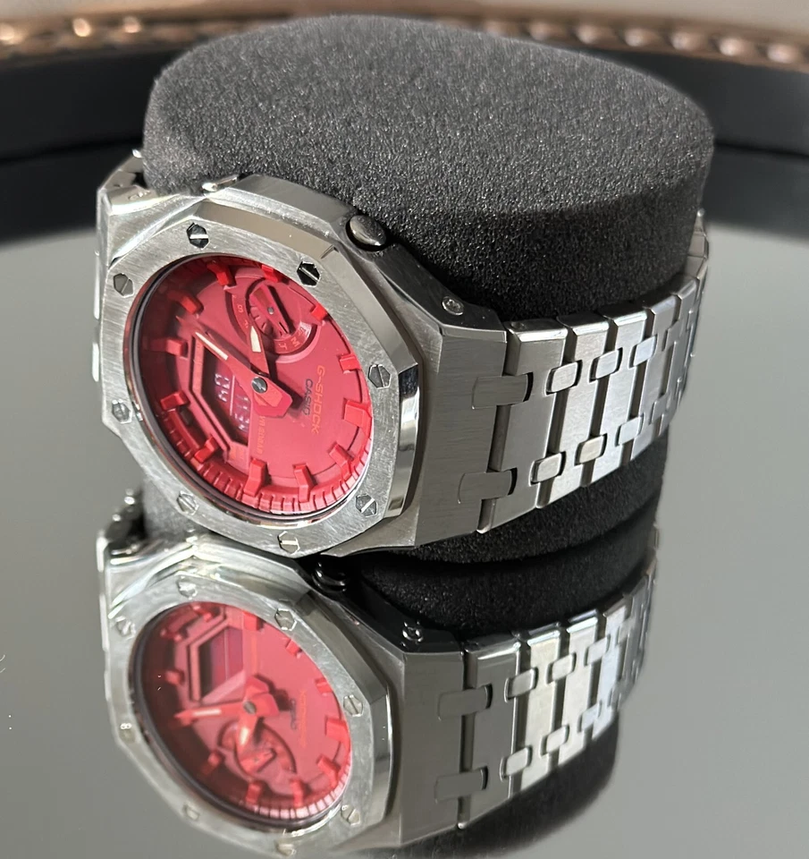 G-SHOCK Mod con Pulsera Plata Acero Inoxidable, Rojo Foto 3 de 3