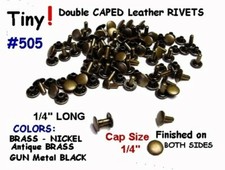 Rivets Double Capped 50 sets 505B "tiny" Brass  Quality Finished for a item.