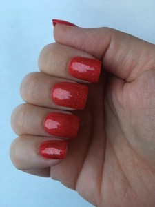 New Shape Hand Painted Press On Nails Red Glitter Short Square Gel Polish Ebay