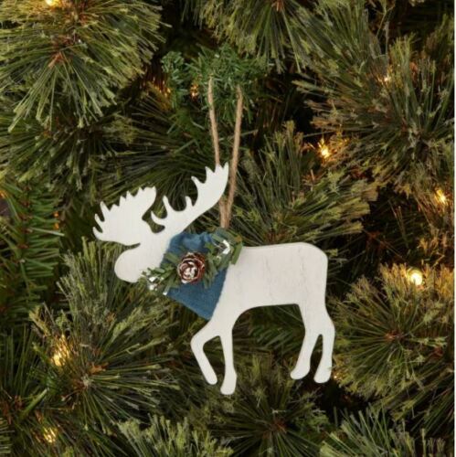New ! Wooden Winter Moose Christmas Tree Ornament - Wondershop - Picture 1 of 1