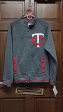 NWT Dynasty True Fan Minnesota Twins Gray Full Zip Jacket Men's Size S