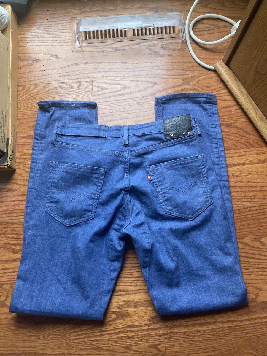 Levis 511 Mens Slim Fit Tapered Leg Denim Jeans Blue Size 33x34 Black Label