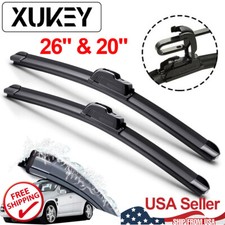 2Pcs. Front Windshield Wiper Blades 26" & 20" Hook U-type Window Natural Refills