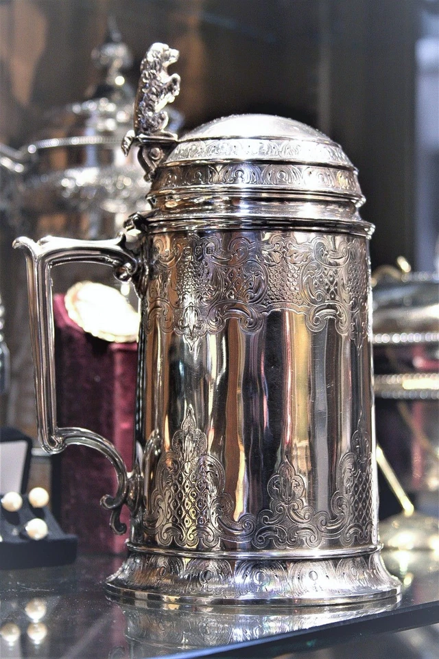 Piedra figurativa de plata esterlina 19thc1868, jarra de Joseph Jennens Inglaterra 614 g Foto 4 de 4