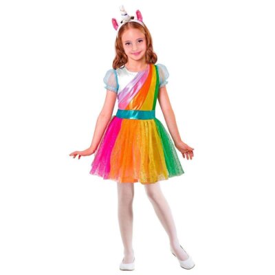Widmann Kinderkostüm Einhorn, Kleid und Haarreif 140