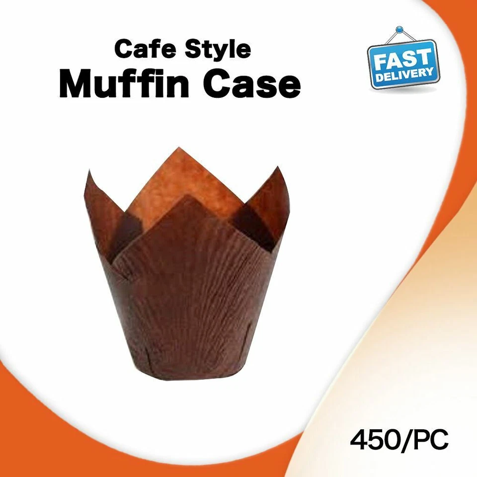 Muffin Cases 450 Pack (P60) Chocolate Tulip | Café Style Cupcake Liners Baking C