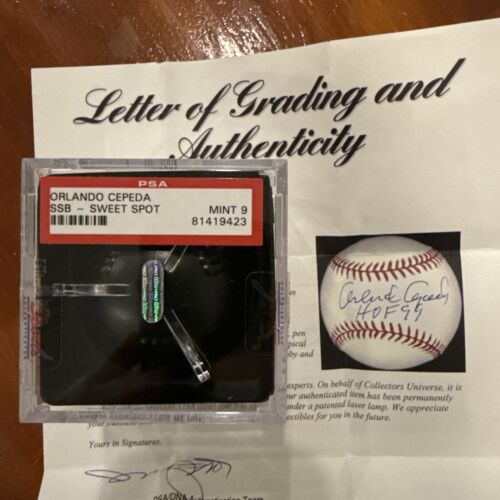 đŸ”¥Orlando Cepeda Giants Cardinals Signed Autograph OMLB Baseball PSA DNA Mint 9 - Picture 3 of 3