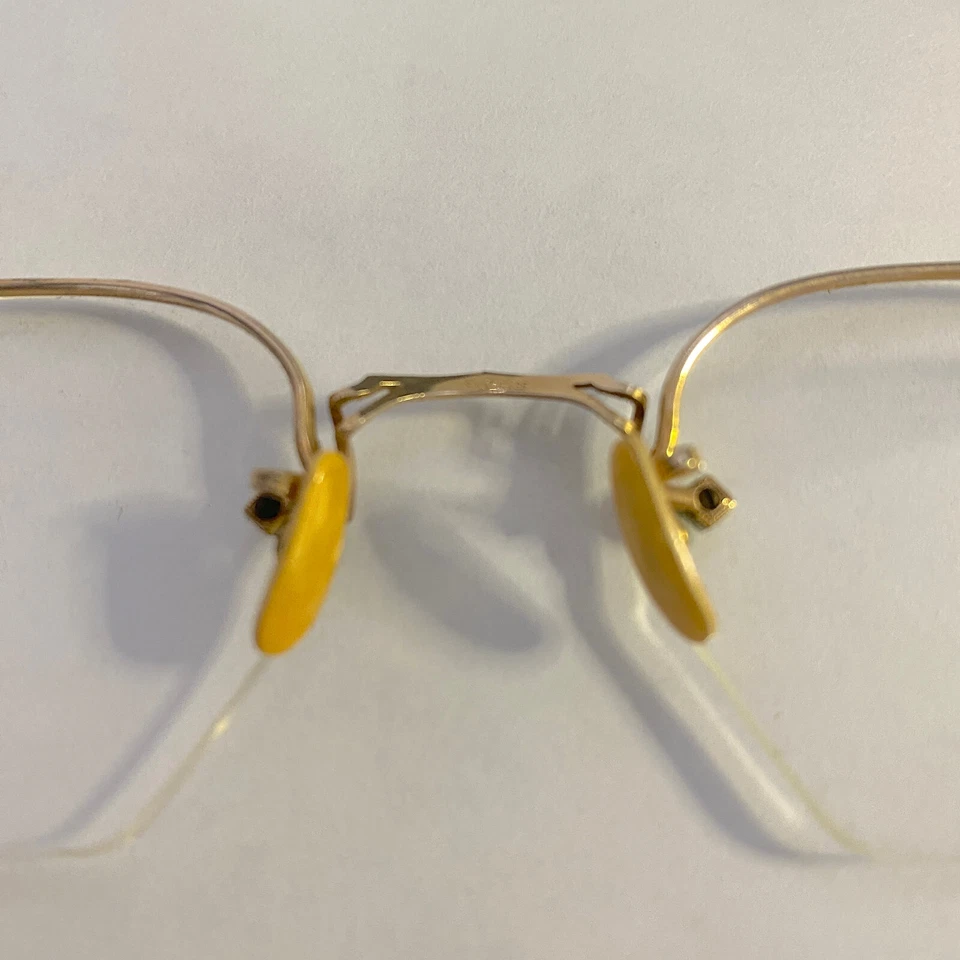 Gafas Abuelita Gafas Sin Marco Alambre Dorado Transparente Octágono 1/10 12KGF De Colección Foto 3 de 4