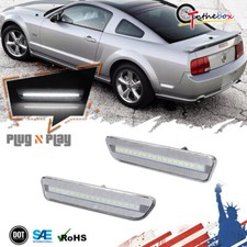 2x White Led Rear Fender Side Marker Lights For Ford Mustang 2005-09 Clear Lens